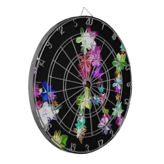 "VREDE" in bloemen Art Print Dartbord (Voorkant Links)