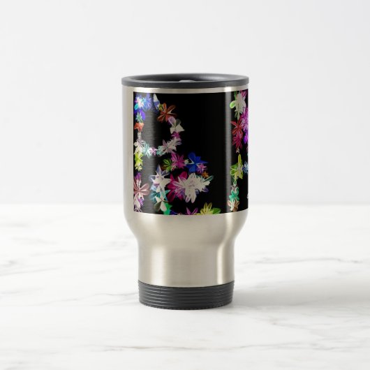 "VREDE" in bloemen Art Print Reisbeker (Center)