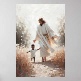 Vrede in Christus Jezus en Zwarte Kind Christelijk Poster