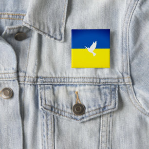 Vrede in de wereld Oekraïense vlag Knop Vierkante Button 5,1 Cm