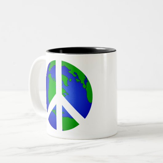 Vrede in de wereld tweekleurige koffiemok (Voorkant links)