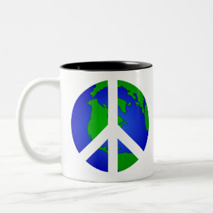 Vrede in de wereld tweekleurige koffiemok