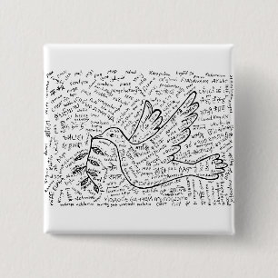 Vrede in elke taal vierkante button 5,1 cm