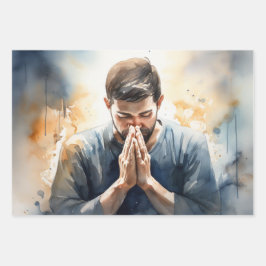 Vrede in gebed: een trouw moment van het Man Inpakpapier Vel