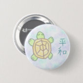 Vrede in het Japans met Schildpad Ronde Button 5,7 Cm (Voorkant /achterkant)