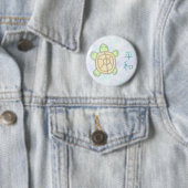 Vrede in het Japans met Schildpad Ronde Button 5,7 Cm (In situ)