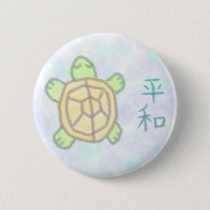 Vrede in het Japans met schildpadden Ronde Button 5,7 Cm