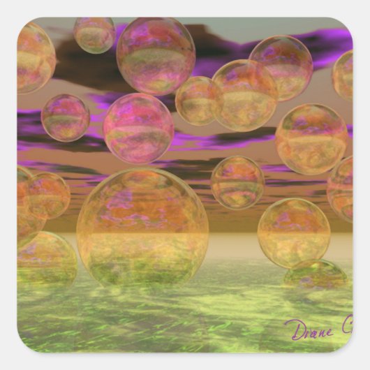 Vrede in het Storm - Violet en Amber Tranquility Vierkante Sticker (Voorkant)