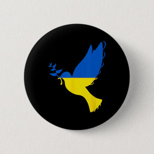 Vrede in Oekraïense Duif. Sta achter Oekraïne. Ste Ronde Button 5,7 Cm