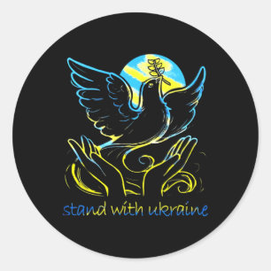 Vrede in Oekraïne Duif. Sta met Oekraïne. Steun Ronde Sticker