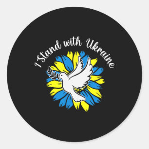 Vrede In Oekraïne Duif Zonnebloem Oekraïne  Ronde Sticker