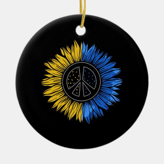 Vrede in Oekraïne Zonnebloem! Keramisch Ornament (Voorkant)