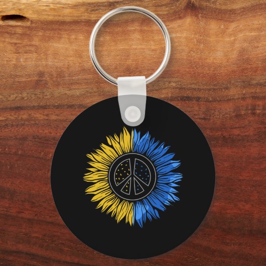 Vrede in Oekraïne Zonnebloem! Sleutelhanger (Voorkant)