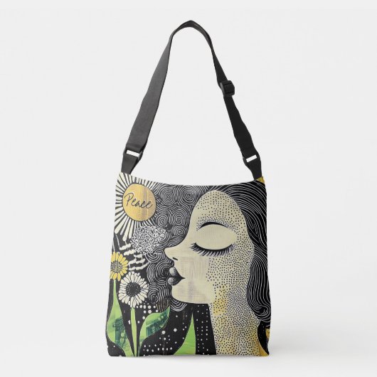 Vrede in Sereniteit Abstracte Tote Crossbody Tas (Voorkant)