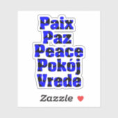 Vrede in vele talen Harten Blauw Zwart Sticker (Vel)