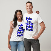 Vrede in vele talen Harten blauw zwart T-shirt (Unisex)