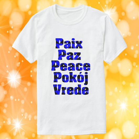 Vrede in vele talen Harten blauw zwart T-shirt