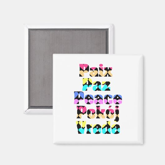 Vrede in vele talen, heldere harten magneet (Voorkant / Achterkant)