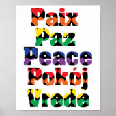 Vrede in vele talen Rainbow Hearts Poster (Voorkant)