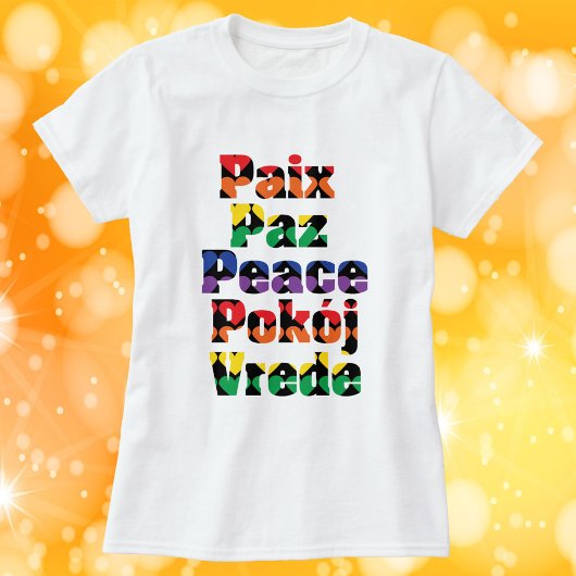 Vrede in vele talen Rainbow Hearts T-shirt
