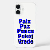 Vrede in verschillende talen Harten Blauw Zwart Case-Mate iPhone Case (Achterkant)