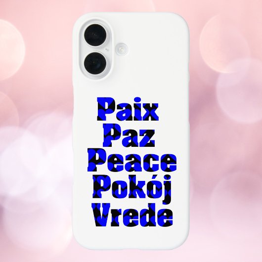 Vrede in verschillende talen Harten Blauw Zwart Case-Mate iPhone Case