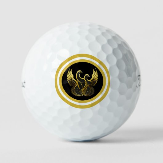 Vrede in vlucht met twee gouden duiven golfballen (Voorkant)