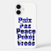 Vrede in vreemde talen Blauwe harten Case-Mate iPhone Case (Achterkant)