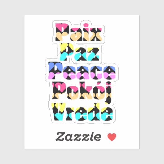 Vrede in vreemde talen, heldere harten sticker (Vel)