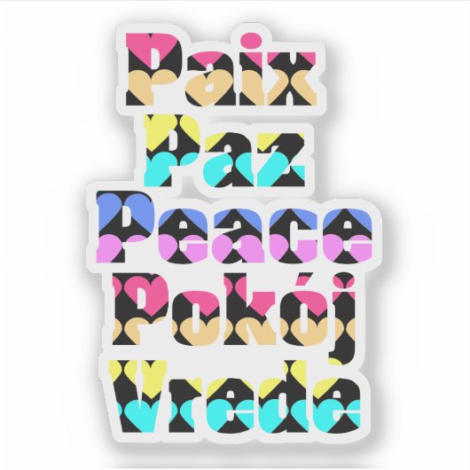 Vrede in vreemde talen, heldere harten sticker (Voorkant)