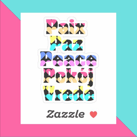 Vrede in vreemde talen, heldere harten sticker