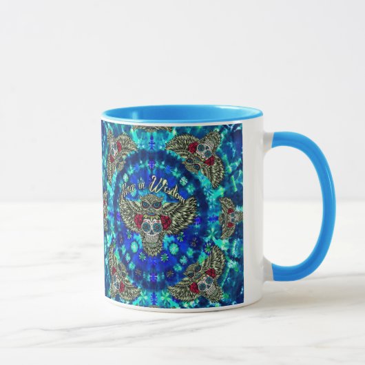Vrede in wijsheid bindt kleurstof met de schedel v mok (Rechts)