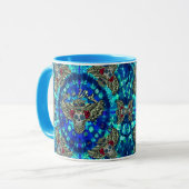 Vrede in wijsheid bindt kleurstof met de schedel v mok (Voorkant links)