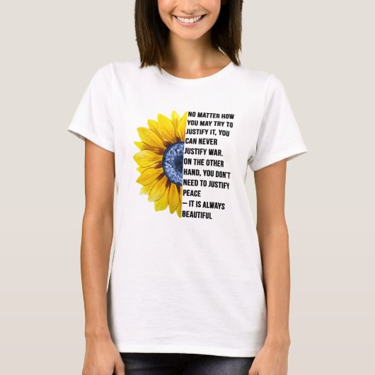 Vrede is altijd mooi voor Oekraïne zonnebloem. T-shirt (Voorkant)