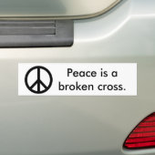 Vrede is een gebroken kruis. bumpersticker (Op auto)