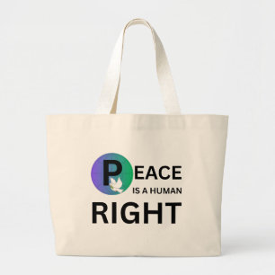 Vrede is een mensenrecht   Duif- en aardesymbool Grote Tote Bag