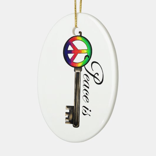 Vrede is essentieel keramisch ornament (Links)