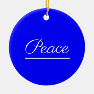 Vrede is goed: blauw keramisch ornament