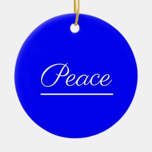 Vrede is goed: blauw keramisch ornament (Voorkant)