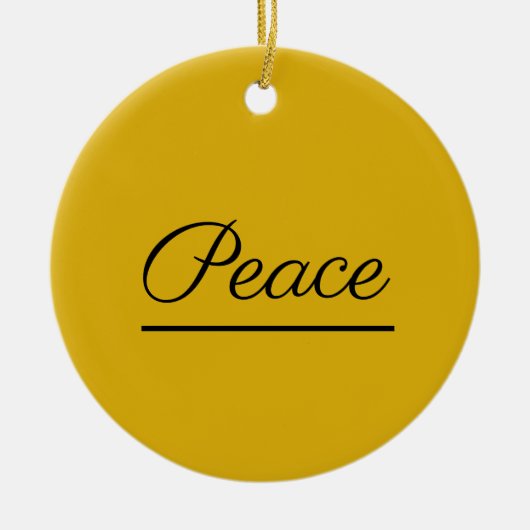 Vrede is Goed: Donker Goudkleurig Keramisch Ornament (Voorkant)