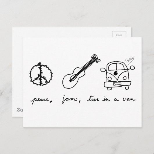 Vrede, Jam, leef in een Van Briefkaart (Voorkant / Achterkant)