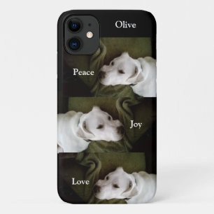 Vrede, Joy, Love White Puppy Dog Kerstmis Case-Mate iPhone Case