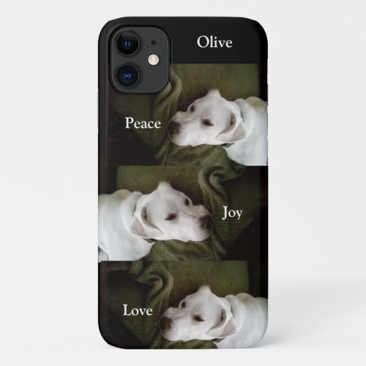 Vrede, Joy, Love White Puppy Dog Kerstmis Case-Mate iPhone Case (Achterkant)