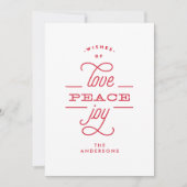 VREDE JOY White Holiday Kerstmis Kaart (Voorkant)