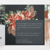 Vrede Kerst Poinsettia Navy Zwart Pijnboom 3 Foto Drieluik Wenskaart (Binnenkant midden)