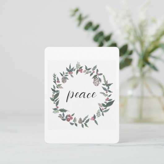 Vrede Kerstmis krans kaart (Staand voorkant)