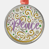 Vrede Kerstvakantie Metalen Ornament (Voorkant)
