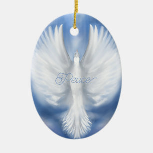 Vrede Kerstvakantie Nieuwjaar Duif Flat Kaart Keramisch Ornament