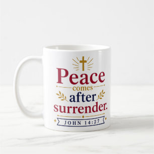 Vrede komt na overgave Christelijke quote Koffiemok
