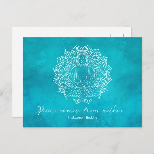 Vrede komt van binnen Shakyamuni Boeddha | BLAUWGR Briefkaart (Voorkant / Achterkant)